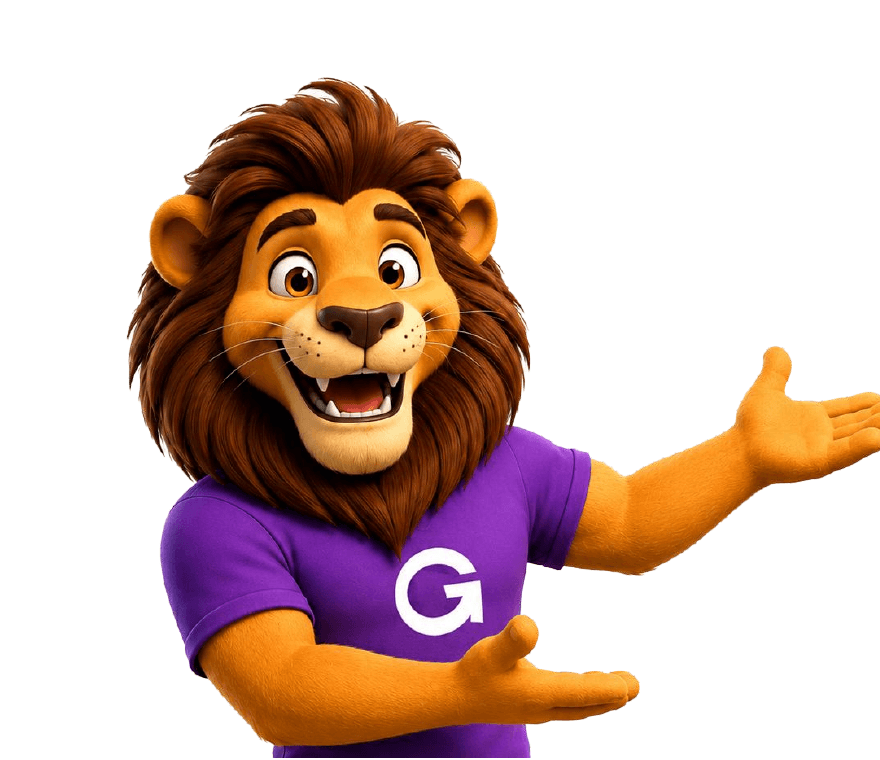 Mascote Garantize apresentando a plataforma